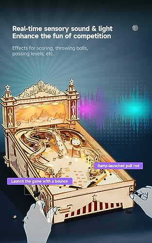 ROBOTIME Pinball Machince EG01 - Wooden Puzzles for Adults Miniature Pinball 3D Puzzle