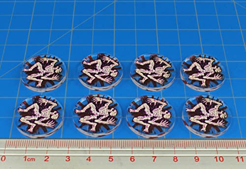 Withered Corpse Tokens | Compatible with Mork Borg | Set of 8 | 25mm clear acrylic, UV-printed | Marks corpses, loot & death objectives