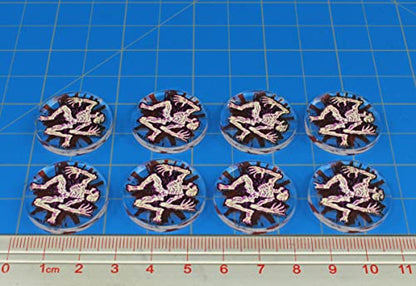 Withered Corpse Tokens | Compatible with Mork Borg | Set of 8 | 25mm clear acrylic, UV-printed | Marks corpses, loot & death objectives