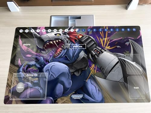 New Mlikemat DTCG Duel Playmat Digimon Metal Greymon Anime Trading Card Game Mat Pad with Zones + Free Bag