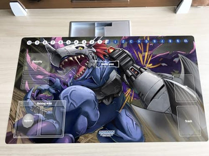 New Mlikemat DTCG Duel Playmat Digimon Metal Greymon Anime Trading Card Game Mat Pad with Zones + Free Bag