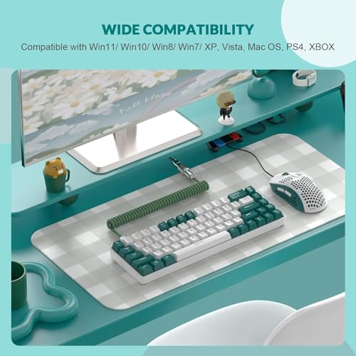 ZIYOU LANG T8PR0 Wired 65% Mechanical Gaming Keyboard and Mouse Combo-Green | RGB Backlit,Anti-ghosting,TKL,Mini 68 Key,Coiled C to A Cable,Tactile Blue Switch,Ultralight Mice for PS4 Xbox PC Mac Gamer - color: Green White, size: 65% Keyboard + Mouse