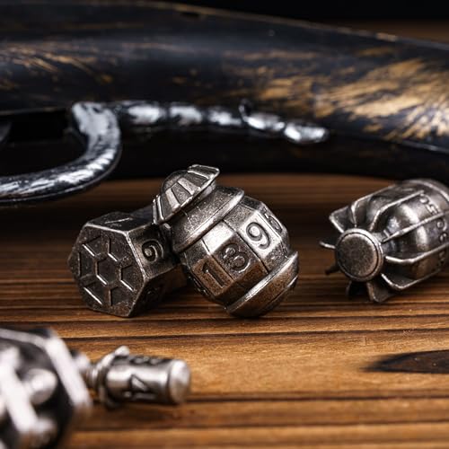 UDIXI Metal Dice Set D&D 7PCS RPG Polyhedral Metal DND Dice Set Nickel | Bomb Shape, Solid Metal, Cool Design, Leather Pouch Packaging, for Dungeons and Dragons Role Playing Games Tabletop Games - color: Silver
