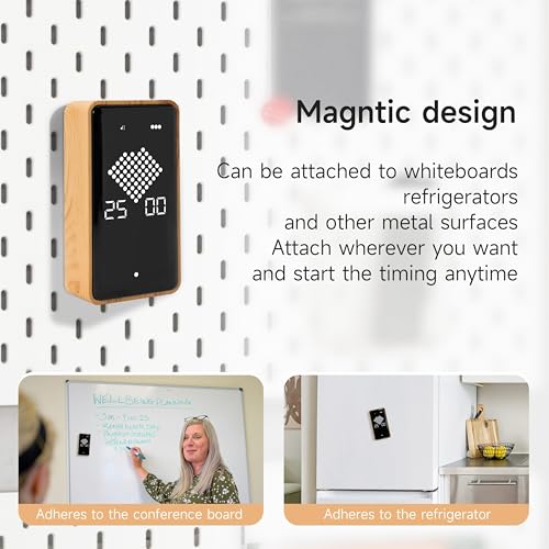 Visual Timer, Rechargeable Digital Hourglass Timer with LED Display | Large display, magnetic back and adjustable volume for classroom, kitchen, fitness, study and kids learning - color: Wood Grain Finish