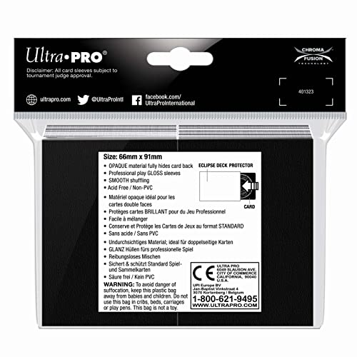 Ultra Pro Eclipse Gloss Standard Sleeves, 100 Pack - Smoke Grey, Polypropylene (PP), Ideal for Tournament Use - color: Smoke Grey