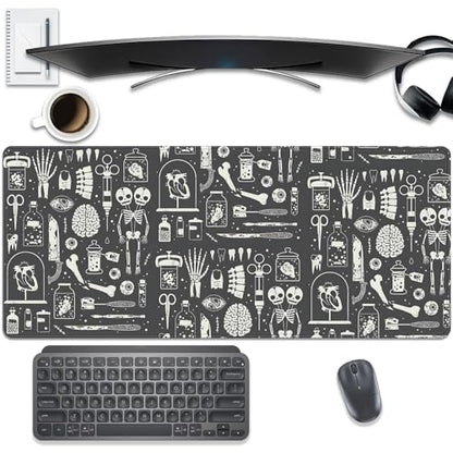 Human Skeleton Medical Mouse Pad,Large X Ray Mousepad Desk Pad with Stitched Edges,Non-Slip Waterproof Rubber Base Mouse Mat for Office Computer Keyboard Laptop Home 27.5x11.8 in - color: X-Rays