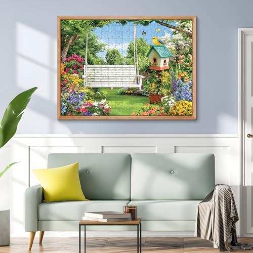 300 Piece Puzzles for Adults, Garden Swing 300 Piece Puzzle,Blooming Flower Paradise Jigsaw Puzzle, Perfect for Family Game Night, Home Wall Decor, Ideal Gift for Adults, Kids, Seniors, 20.5 x 15 in - style: Garden Swing