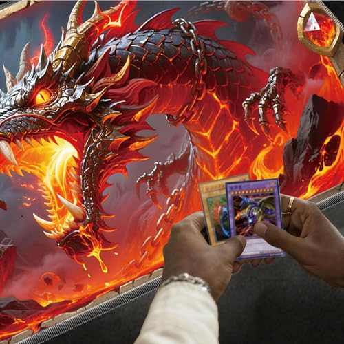for MTG Playmat, for TCG Play Mat, 24 x 14 inches, Magic Game Card Mat Commander Playmat,Trading Card Inked Game Mat,Battle Game Rubber Non-Slip Mat - Fire Dragon - color: Fire Dragon