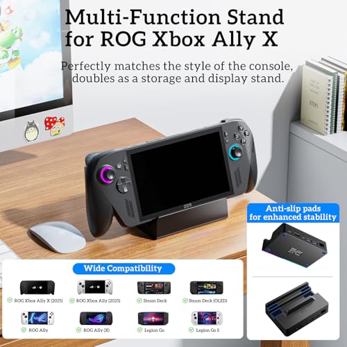 Docking Station for ROG Xbox Ally X, Steam Deck & Legion Go | TanReginal 6-in-1 Dock for ROG Ally with 4K@120Hz HDMI, Gigabit Ethernet, 100W PD Charging, Dual USB 3.2 Ports, RGB Lighting