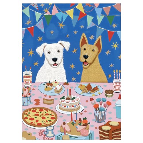 Jigsaw Puzzles for Adults 1000 Pieces, Dog Birthday Party Puzzle | Colorful Home Wall Decor for Family Challenging Games - color: Dog Birthday Party