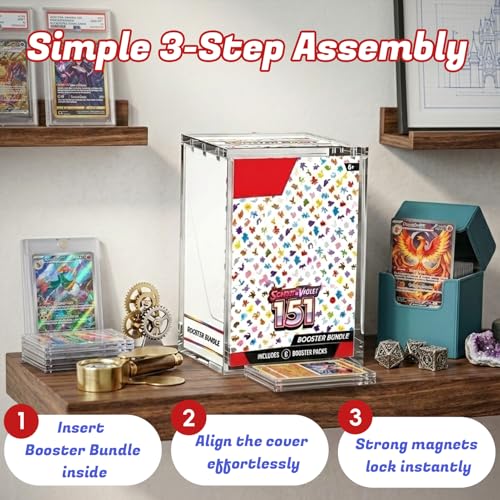 (1 Pack) Standard Height Booster Bundle Acrylic Case, Magnetic Display Case | 8mm Crystal-Clear Acrylic, Magnetic, Stackable, Fits Standard-Height Booster Bundles & Build & Battle Boxes - color: Clear- 1pack, size: For Standard Booster Bundle Box
