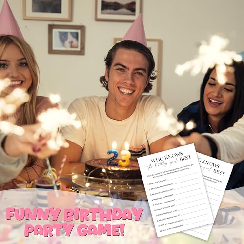 Birthday Party Games, Who Knows Her Best, 25 Pcs Card Set for Guests, Fun Birthday Game for Teen Adults – A05 - color: Who Knows Her Best