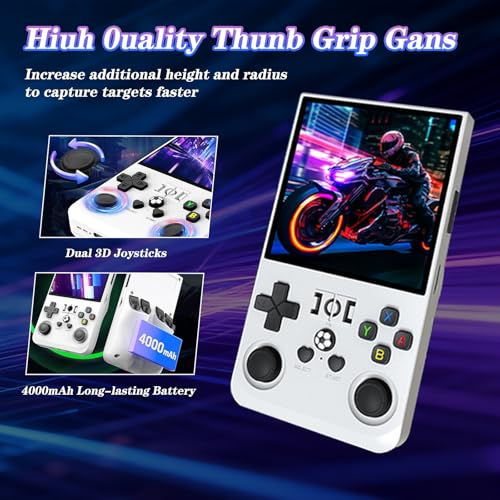 R36MAX 4000mAh Portable Rechargeable Handheld Retro Game Console,Handheld Retro Game Console with 64G TF Car,4.0-inch Screen,Feminine+Masculine Colors Easy Install for Travelers,White - color: Snow White