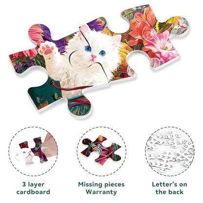 500 Pieces Puzzle for Adults, Puzzles for Adults 500 Pieces, Retro Martin Boots Cats Flowers Jigsaw Puzzle, Challenging Puzzle Perfect for Game Nights, 20.5 X 15 in - color: Retro Martin Boots