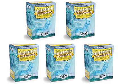 5 Packs Dragon Shield Matte Clear Standard Size 100 ct Card Sleeves Value Bundle!