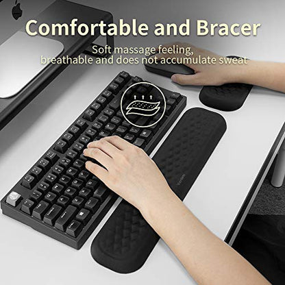 Vaydeer 60%-75% Keyboard Wrist Rest, Memory Foam Hand Rest Support Pad Padded for Office, Computer, Laptop, Mac Typing and Wrist Pain Relief and Repair(14.17inch,Black) - size: Medium