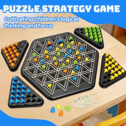 Triangle Chain Strategy Board Game: Portable Chain Triangle Chess Game for Family Game Night, Travel & Party Fun, 2-4 Players Christmas Toy for Kids & Adults