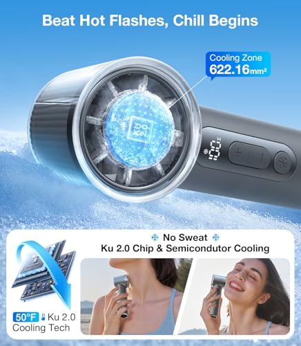 TORRAS COOLiFY iva Handheld Fan with Ice Cooler, [Chill by 50°F], 0-100 Adjustable Speed, Super Mini Powerful Portable Fan 4900mAh Rechargeable, Hand Fans for Travel Essentials,Charcoal - color: Charcoal Grey