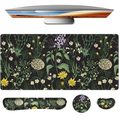 Desk Mat, Mouse Pad with Wrist Rest,4-in-1 Large Mouse Pads for Desk,Computer Ergonomic Mousepad with Wrist Support for Keyboard and Mouse(Grass) - color: Grass