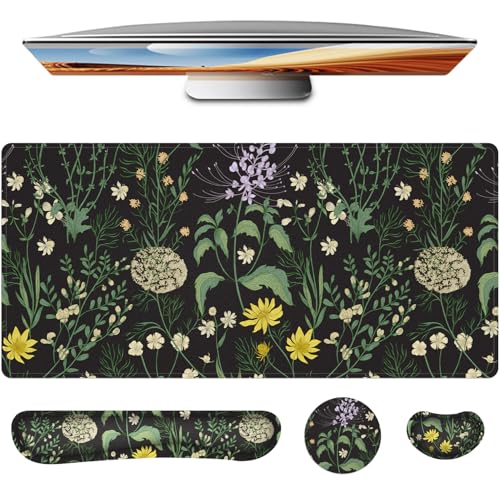 Desk Mat, Mouse Pad with Wrist Rest,4-in-1 Large Mouse Pads for Desk,Computer Ergonomic Mousepad with Wrist Support for Keyboard and Mouse(Grass) - color: Grass