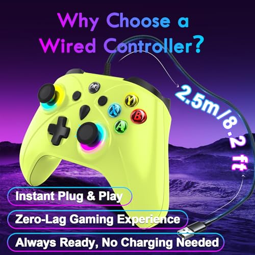 UGAME Wired Xbox Controller for X Box Series X S One PC PS4 Switch, Gaming Control Controllers with 1000Hz Polling Rate No Drift Stick, Custom Paddles Turbo RGB Light Remote, Green Gamepad - color: green
