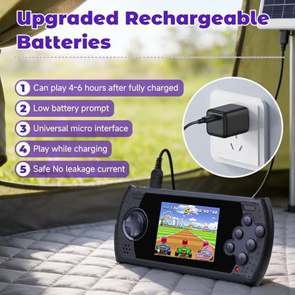 16 Bit Handheld Game for Kids Built-in 230 HD Classic Retro Video Games USB Rechargeable 3.0 Inch Childrens Travel Electronics Toys Portable Gaming Player System Gift for Boys Girls Ages 4-8-12 - style: Black