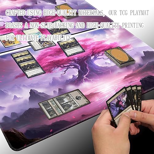Board Game 14x24in MTG Playmat Compatible for OCG CCG RPG TCG Playmats (Pink Sakura) - color: Pink Sakura