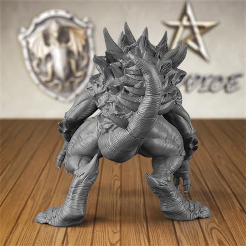 AUSPDICE 32mm DND Monster Miniature The Legendary Devourer, S14 | 1:50 Scale Fantasy Beast with Horned Head, Spiked Back, Open Jaws and Clawed Limbs for Dungeons and Dragons Tabletop RPGs