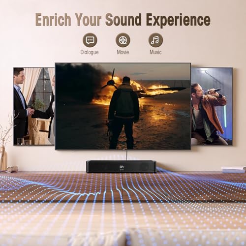 BESTISAN 2.1ch Sound Bar with Built-in Subwoofer, 100W Peak Power, HDMI ARC/Opt/AUX/USB/Bluetooth 5.3, 3 EQ Modes & Volume Boost, 16.5" All-in-One for TV/PC/Gaming/Projector - size: 16.5 inch