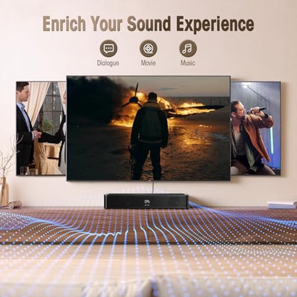 BESTISAN 2.1ch Sound Bar with Built-in Subwoofer, 100W Peak Power, HDMI ARC/Opt/AUX/USB/Bluetooth 5.3, 3 EQ Modes & Volume Boost, 16.5" All-in-One for TV/PC/Gaming/Projector - size: 16.5 inch