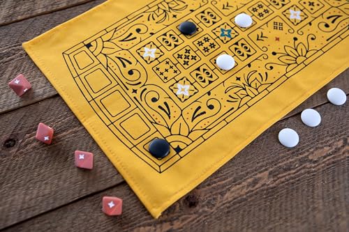 Stellar Factory Royal Game of Ur, Ancient Strategy Race Game, 2 Players | Includes rules in 4 languages: English, Spanish, French, German; 5,000-year-old game; travel drawstring bag.