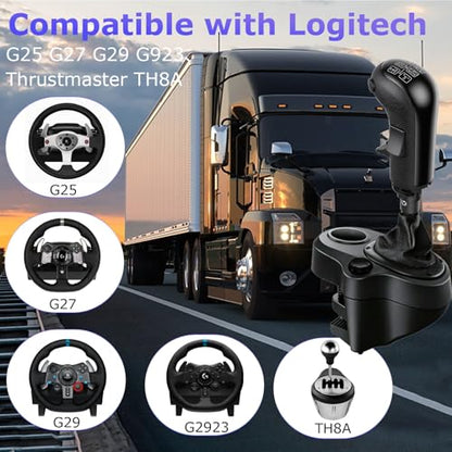 USB Truck Simulator Shifter for PC – 18-Speed ats shifter Compatible with Logi-tech G25/G27/G29/G920 & Thrustmaster TH8A, ETS2 Sim Racing Gear Shift Knob, USB Shifter for american truck simulator Pc