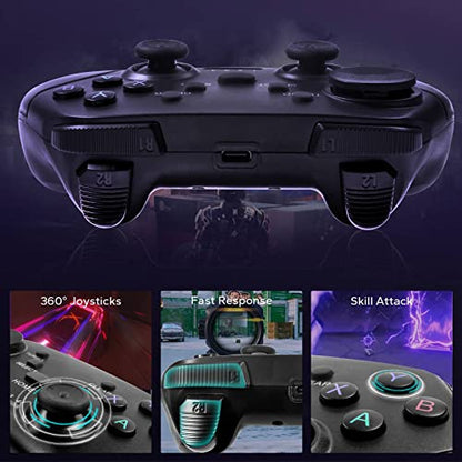 arVin Game Controller for iPhone/iOS/Android/PC/Steam Deck with Phone Holder, Turbo, Wireless Gamepad Joystick for iPhone 15/14/13/iPad/MacBook/Samsung Galaxy/Tablet, Call of Duty, Apex -Direct Play - color: Red&Blue