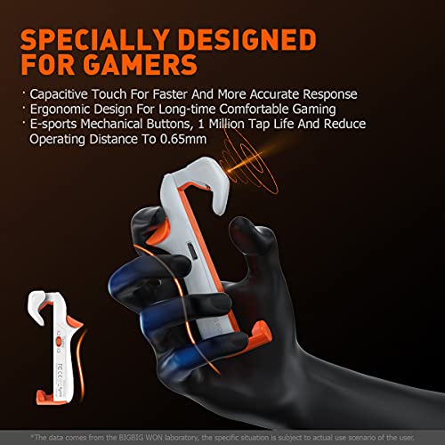 BIGBIG WON Mobile Gaming Triggers, Mobile Game Controllers Plug and Play for iOS and Android Phone 4.7-6.5 inches Game Trigger for PUBG/Fortnite/COD White (M1-1 Piece)