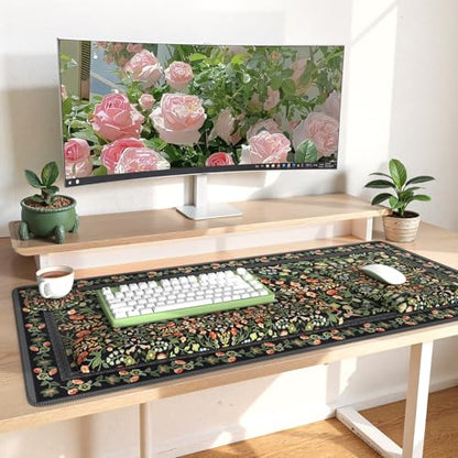 iLeadon Mouse Pad Set, Non Slip Desk Mat with Keyboard Wrist Rest | Soft Mouse Pad with Wrist Support and Coaster for Women Home Office, Gaming Desk Mat with Comfortable Keyboard Pad, Black - color: Black