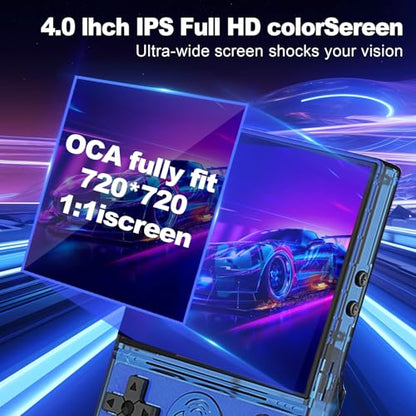 S600 Retro Gaming Console, Retro Handheld Console 4.0'' Screen Linux System, 64G TF Card, Support 30+ Simulators, 3500mAh Rechargeable Portable Pocket Arcade - color: Blue