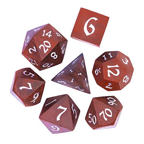 Polyhedral Dice Set Wooden DND Dice Set Coralwood for Tabletop Games | Iron Box, DM Gift, for Dungeons and Dragons Role Playing Games - color: Coralwood