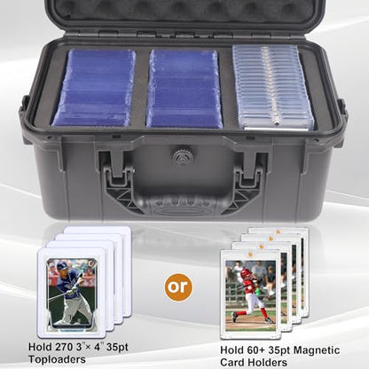 Toploader Storage Box for 3"x4" 35pt Rigid Card | Hard Shell Trading Card Case with 3 Dividers Hold 270 Toploaders, Slab Case, Magnetic Card Holder for MTG, TCG