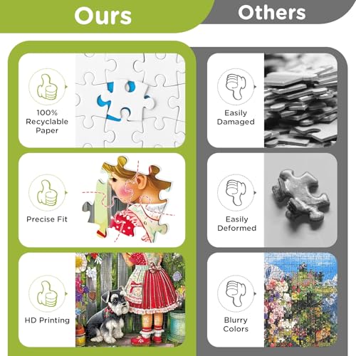 500 Pieces Puzzle for Adults, Beautiful Girl Jigsaw Puzzle, Cute Dog Garden Flowers Puzzle for Kids Adults Seniors, Recycled Cardboard Puzzle with Letters on Back, Fun Family Game Birthday Party Gift - color: Beautiful Girl