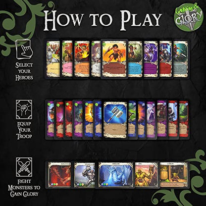 Goblins & Glory Strategy Board Game – Fantasy Deck Building Adventure with Heroes, Monsters & Quests – Fun Card Game for Adults & Teens, Ages 14+, 3–5 Players, 30+ Minute Gameplay
