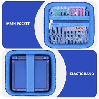 Supmay Hard Carrying Case for Anbernic RG Rotate/ RG34XXSP/ RG35XXSP Retro Handheld Game Console/ Game Boy Advance SP, Retro Game Travel Storage Holder with Mesh Bag for Battery, USB Cable, Blue - color: Blue