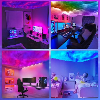 3D Thundercloud Ceiling Light, DIY Lightning Effects, RGB Color Changing, Music Sync, Smart APP Control, for Bedroom, Gaming Room, Home Theater, Kids Room, 32FT - size: 32ft