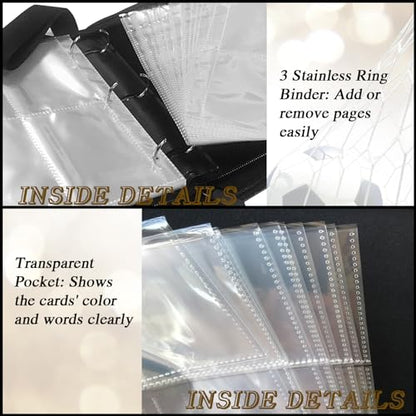 Trading Card Binder 400 Pockets, Soccer Card Binder Holder with 50 Removable Sleeves Fits 400 Sport Cards, Soccer Card Gifts Collector Album with Zipper Storage Display Case - color: Soccer