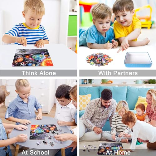 Puzzles for Kids Ages 4-6, 60 Piece Puzzles for Kids Ages 3-5 in Metal Box | Educational Space Jigsaw Puzzles Kids Puzzles,Childrens Puzzle Games Puzzle Toys for Girls and Boys - color: Space