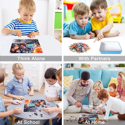 Puzzles for Kids Ages 4-6, 60 Piece Puzzles for Kids Ages 3-5 in Metal Box | Educational Space Jigsaw Puzzles Kids Puzzles,Childrens Puzzle Games Puzzle Toys for Girls and Boys - color: Space