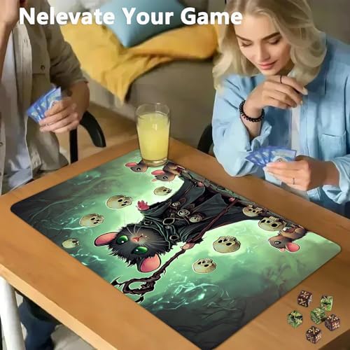 for MTG Game Playmat - 24 x 14 inches with Dices and Storage Bags, Non-Slip Base for TCG and Board Game Card Mats, Trading Card Games Mat, Mouse Wizard Pattern Collectible Card Playmats - color: Jv-playmat-p7-1-g195
