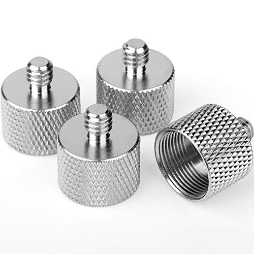 Mic Stand Adapter, ChromLives Microphone Screw Adapter 1/4''-20 to 5/8''-27 Male to Female Threaded Mic Adapter, for Camera Monitor, Microphone Stand, 4 Pack (sliver) - color: sliver