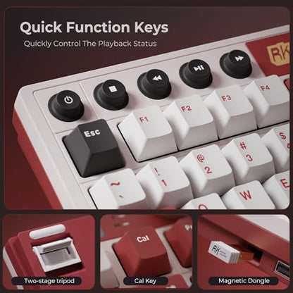 RK ROYAL KLUDGE M87 Wireless Gaming Keyboard with Screen & Dual Knobs, Red | Bluetooth/2.4G/Wired, Hot Swappable Cream Switches, 5-Layer Noise Dampening Gasket Structure,Compact 75% Size for PC/WIN/Mac - color: Red