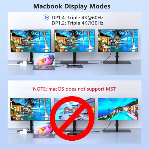 Laptop Docking Station 3 Monitors for Dell/HP/Lenovo/Mac, 15 in 1 USB C Docking Station Dual Monitor with M.2 NVMe SSD Slot, 4K@60Hz Triple Display Dock with HDMI/Displayport/PD/LAN/SD/TF/10Gbps USB - style: 15 IN 1