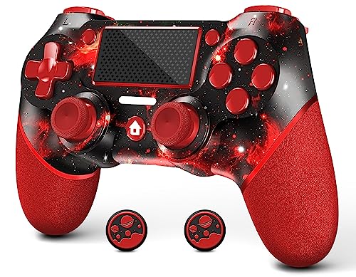 AceGamer Wireless Controller for PS4,Red Universe Design with Turbo/3.5mm Audio Jack/6-Axis Gyro Sensor/Double Vibration/Touchpanel,Compatible with PS4/Pro/Slim/PC (WIN 7/8/10) (Red) - color: Red